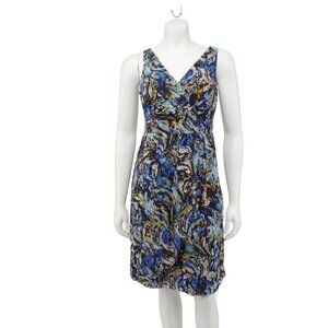 Anthropologie Moulinette Soeurs Oak Apple Blue Green Swirl Silk Wrap Dress Size